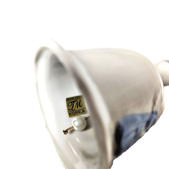 Kissing Angels Blue White Decorative Bell 4.25"  Works - Picture 3 of 3